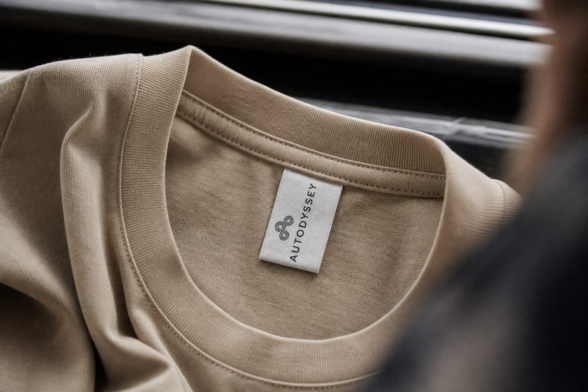 The woven AUTODYSSEY label inside the vintage tee collar